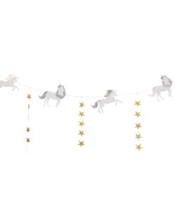 Guirlande Étoiles Et Licorne Pastel Et Or 2 m