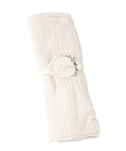 10 RONDS DE SERVIETTE BAPTÊME PAPIER CRÈME ET OR Ø5CM ET RUBAN SATIN C