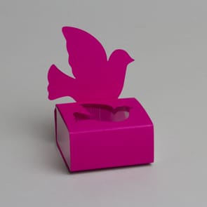 Boite à dragées communion colombe-Fuchsia-Lot de 6