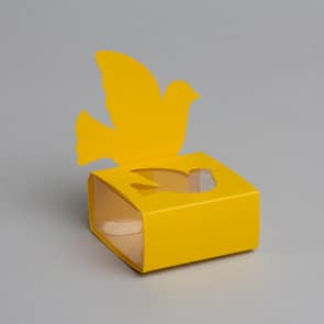 Boite à dragées communion colombe-Jaune-Lot de 6