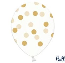 Ballons-Cristal-Pois or-Lot de 6
