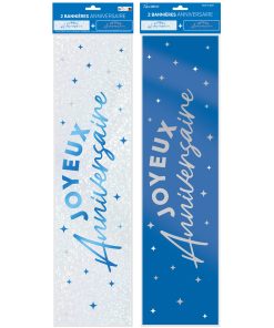 2 BANNIERES JOYEUX ANNIVERSAIRE BLEU