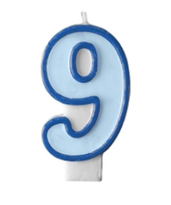 Bougie nombre 9 bleu