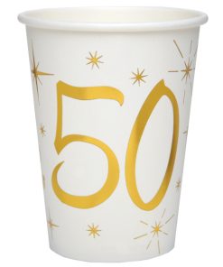 10 GOBELETS ÂGE BLANC OR 50 ANS 27 CL