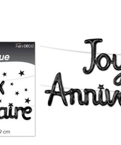 GUIRLANDE BALLON “JOYEUX ANNIVERSAIRE” NOIR 4.5 M